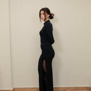 Black Maxi Φόρεμα με ανοίγματα - Thumbnail Image 1