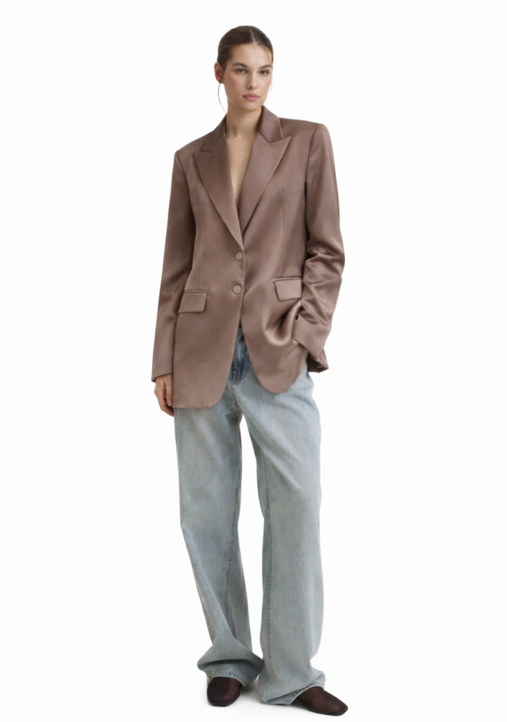 Oversized Σατέν Blazer