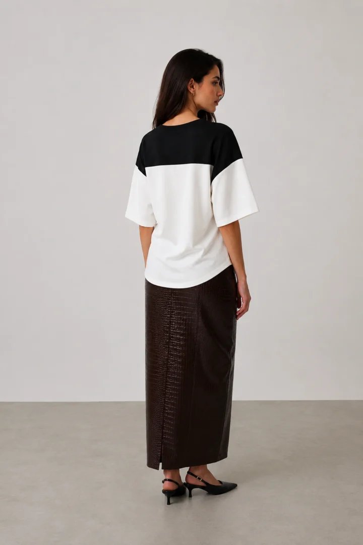 Oversized T-Shirt Δίχρωμο - Image 4