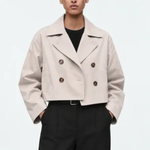 Cropped Trench Jacket - Thumbnail Image 3