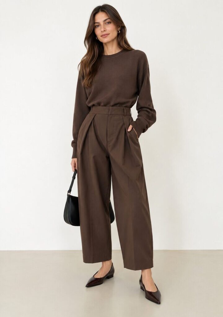 Wide-Leg Pleated Trousers