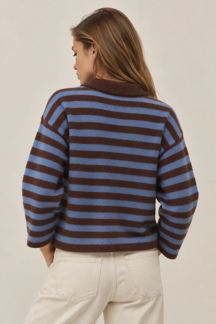 Striped Bow Knit Cardigan - Image 4