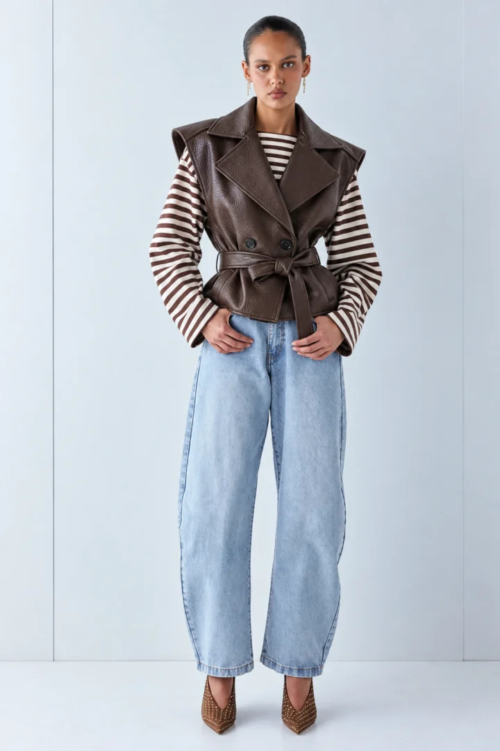 Leather Look Vest με Ζώνη - Image 7