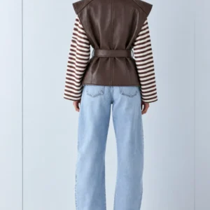Leather Look Vest με Ζώνη - Thumbnail Image 5
