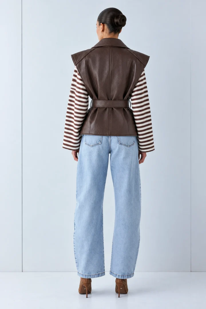 Leather Look Vest με Ζώνη - Image 5